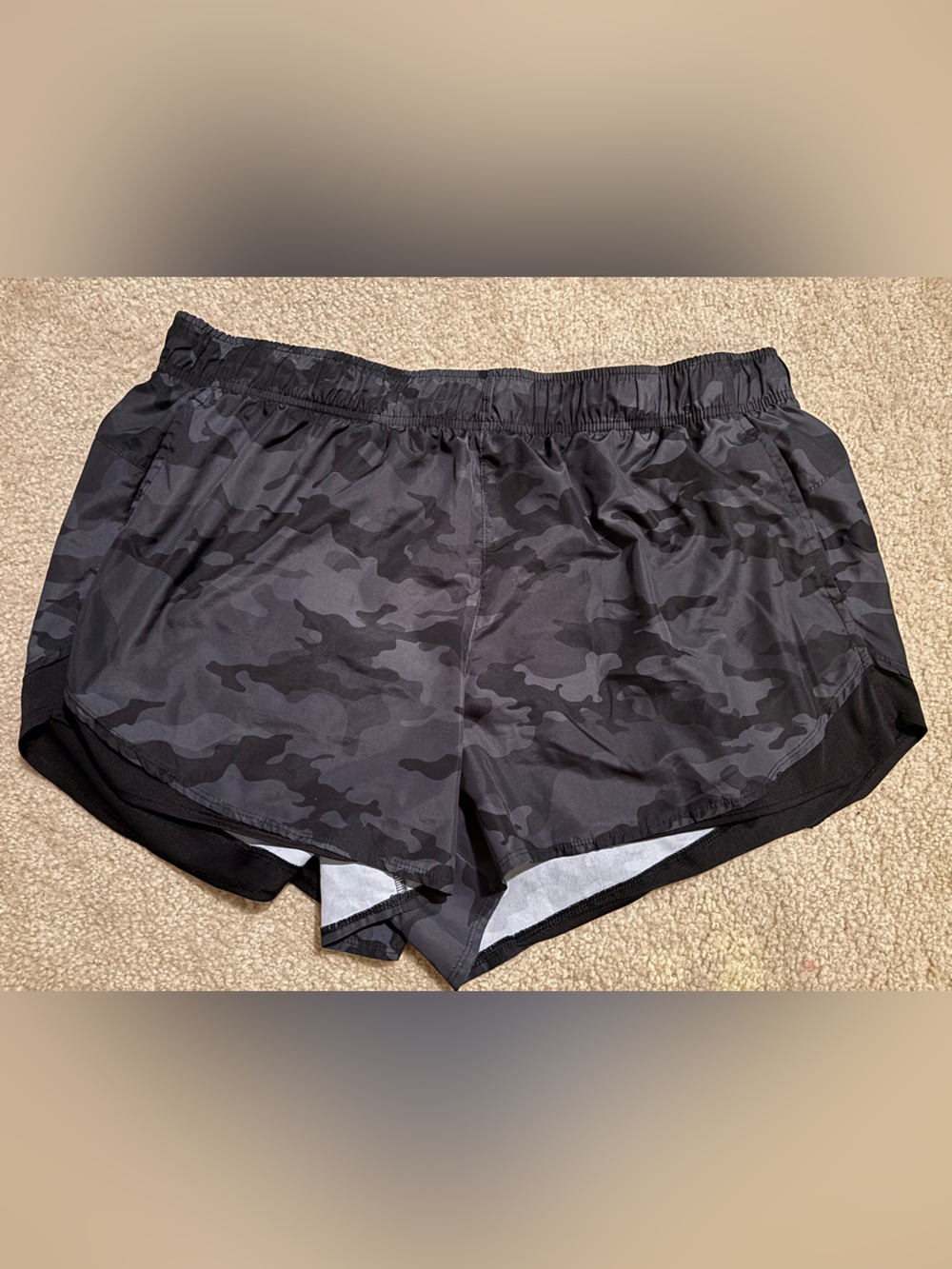 Athletic Works Women's Black Gray Camo Running Shorts